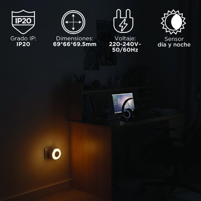 Muvit Luz de Noche con Sensor y Puerto USB-C 15W Blanco MIONLI001 Muvit Luz de Noche con Sensor y Puerto USB-C 15W Blanco MIONLI001